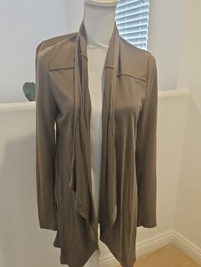 Kimberly ovitz Thyra Open-Front Taupe Women's Drape Cardigan Sweater ash Color s